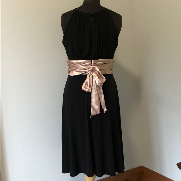 Jessica Black Dress with Champagne Sash - Picture 3 of 6